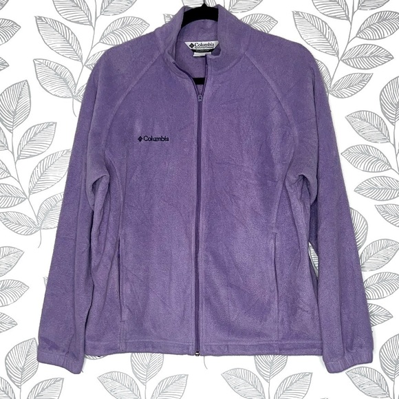 Columbia Fleece Jacket L Sportswear Full Zip Purple Pockets Cozy Outdoors Preppy - Picture 1 of 16